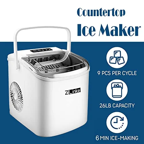Zlinke Fast Ice Making Machine 26lbs Daily Capacity - High Performance Cooling System