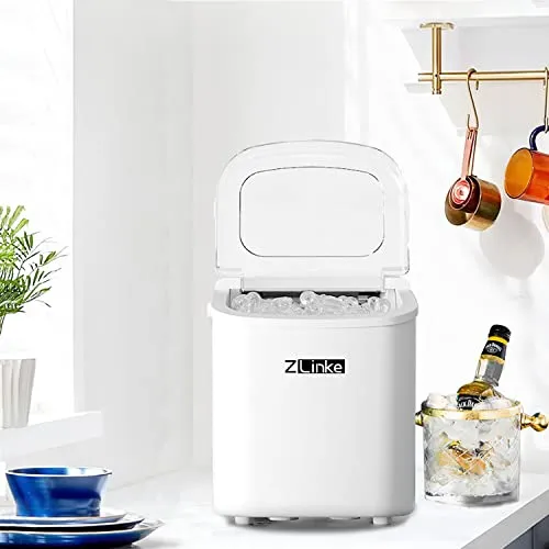 Zlinke Countertop Ice Maker with Removable Basket and Ice Scoop Included