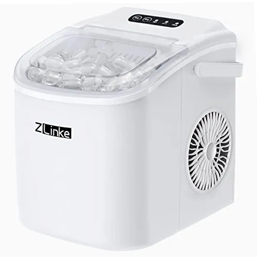 Zlinke Portable Ice Maker with Small and Large Bullet Ice Cube Options