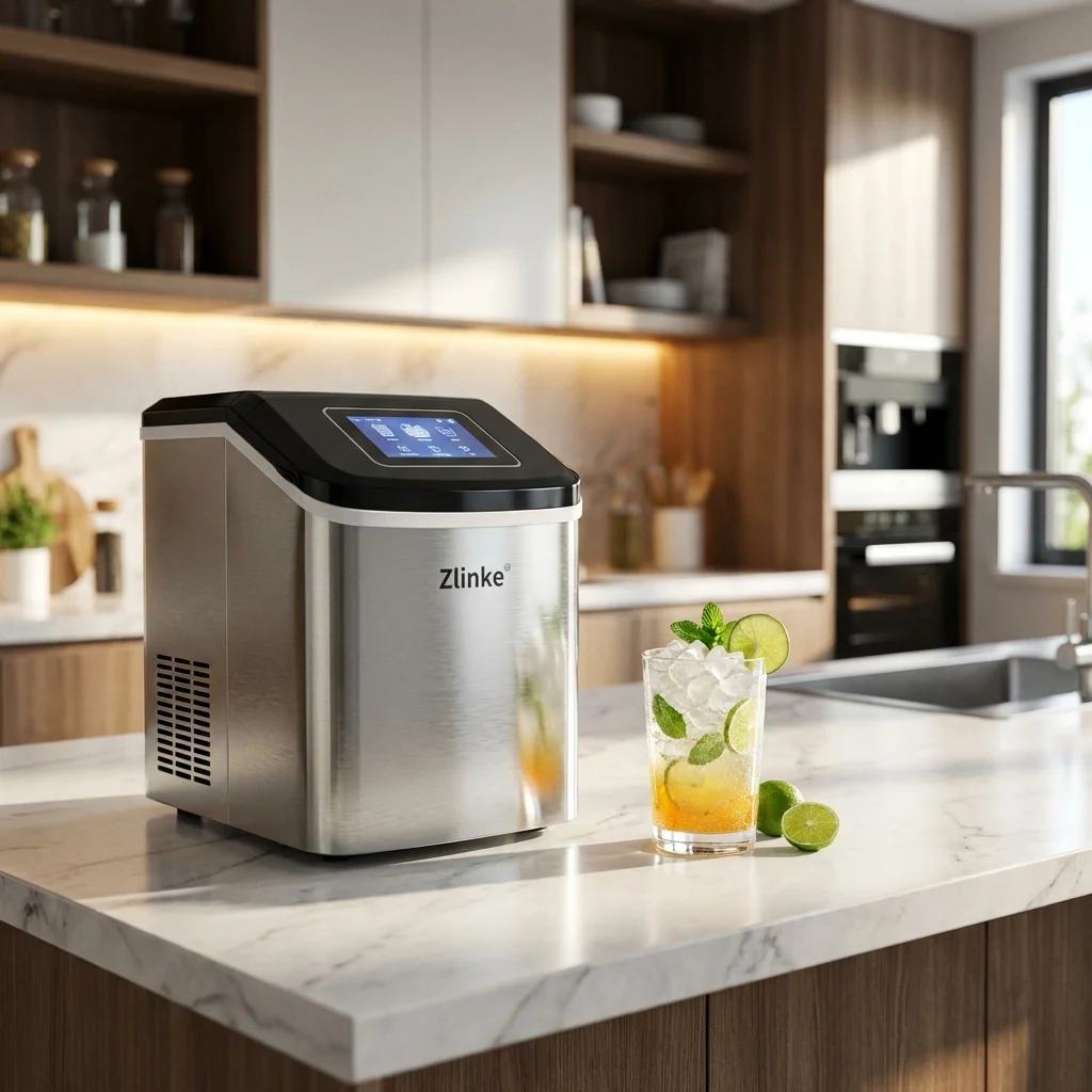 Zlinke Portable Countertop Nugget Ice Maker Machine - Premium Lifestyle Kitchen Setup