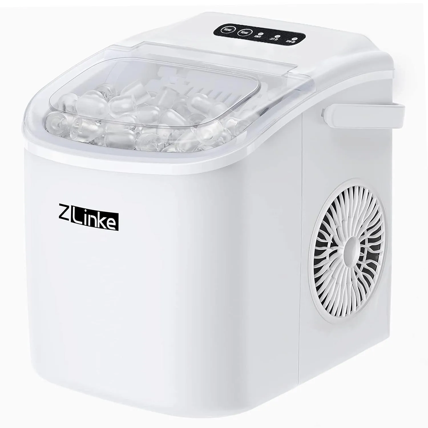 Zlinke Portable Countertop Ice Maker Machine White - Best Compact Automatic Ice Machine for Kitchen and Bar